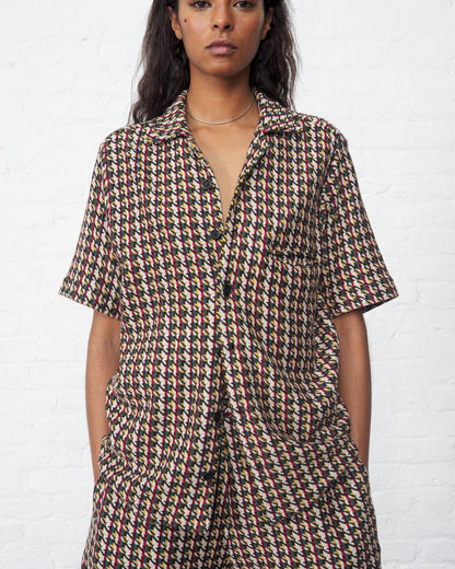 Houndstooth Jacquard Knit Shirt