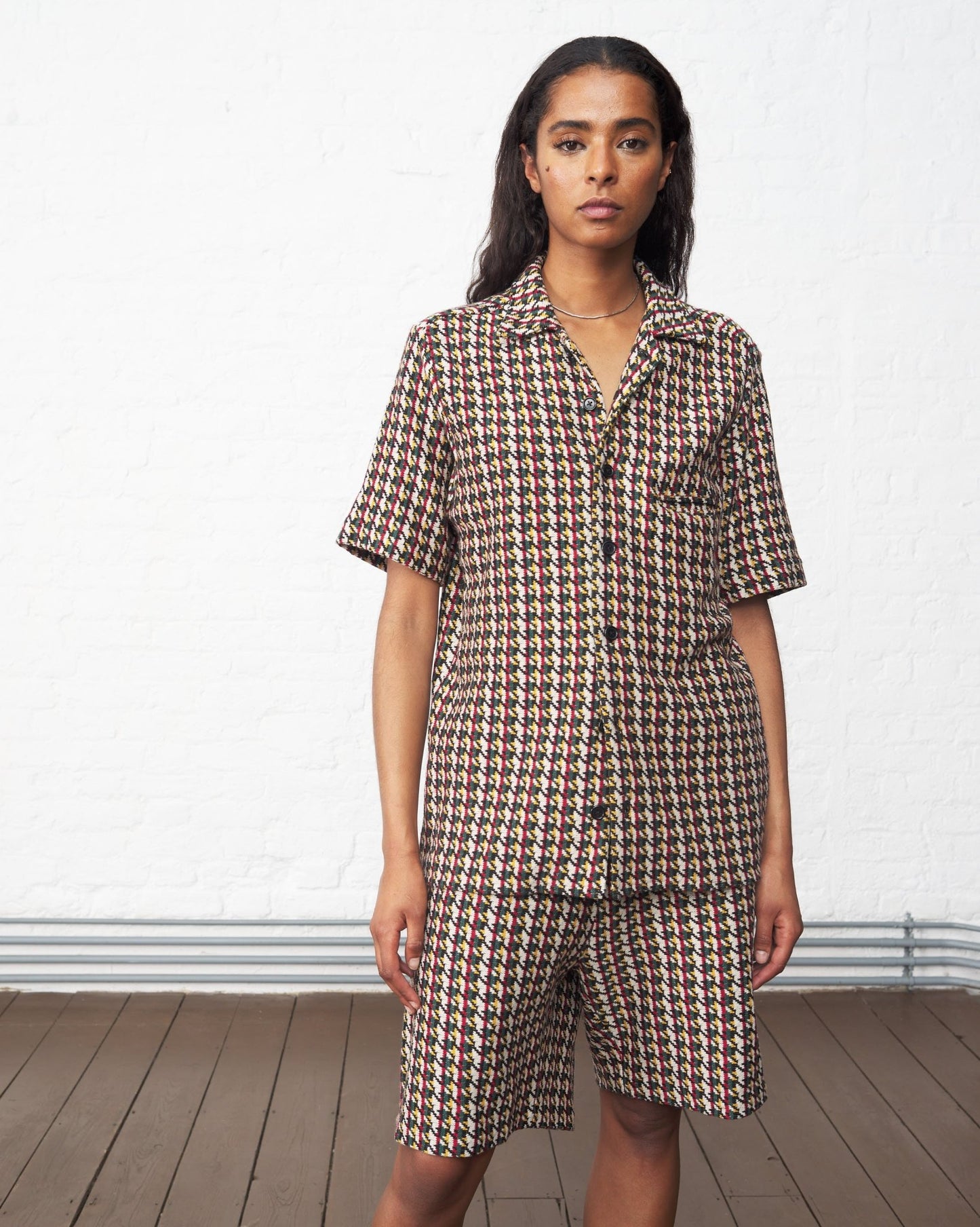 Houndstooth Jacquard Knit Shirt