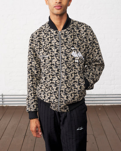 Embroidered Brushed Camo Bomber