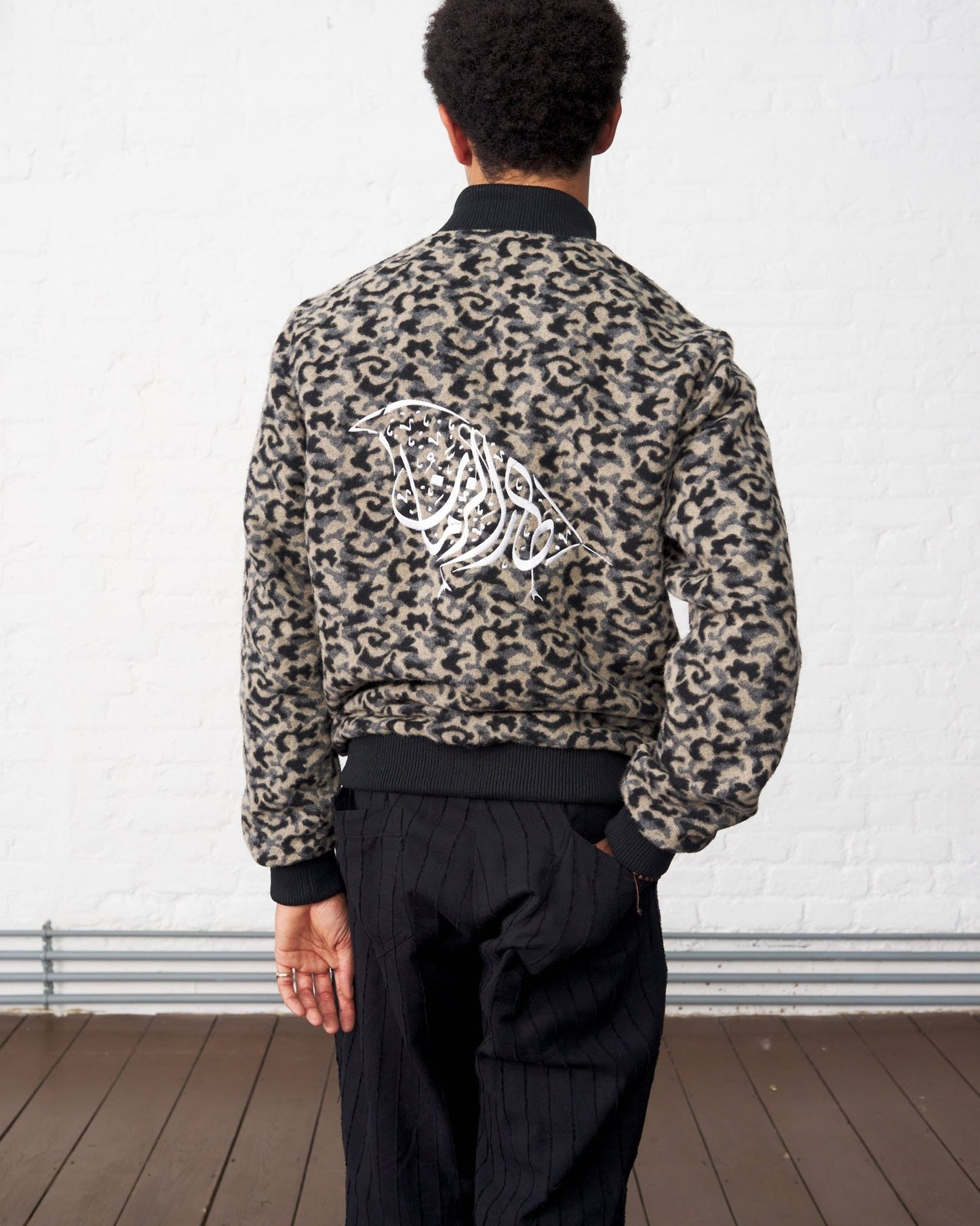 Embroidered Brushed Camo Bomber