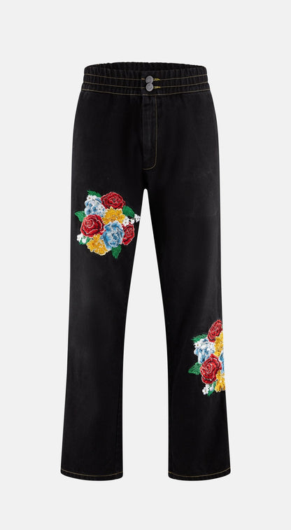 Embroidered Denim Jeans